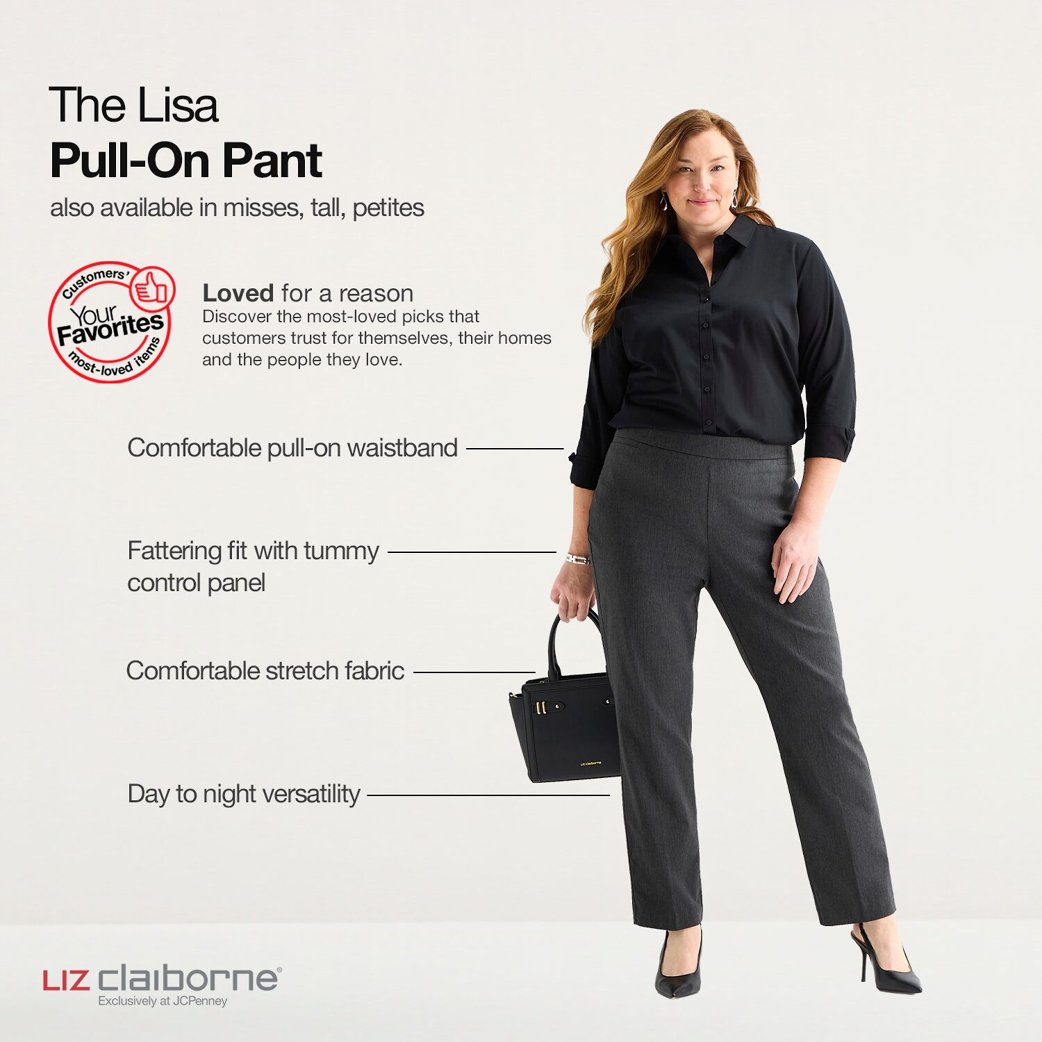Liz Claiborne Lisa Womens Straight Pull-On Pant