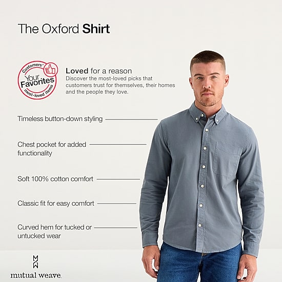 mutual weave Mens Long Sleeve Regular Fit Button-Down Shirt