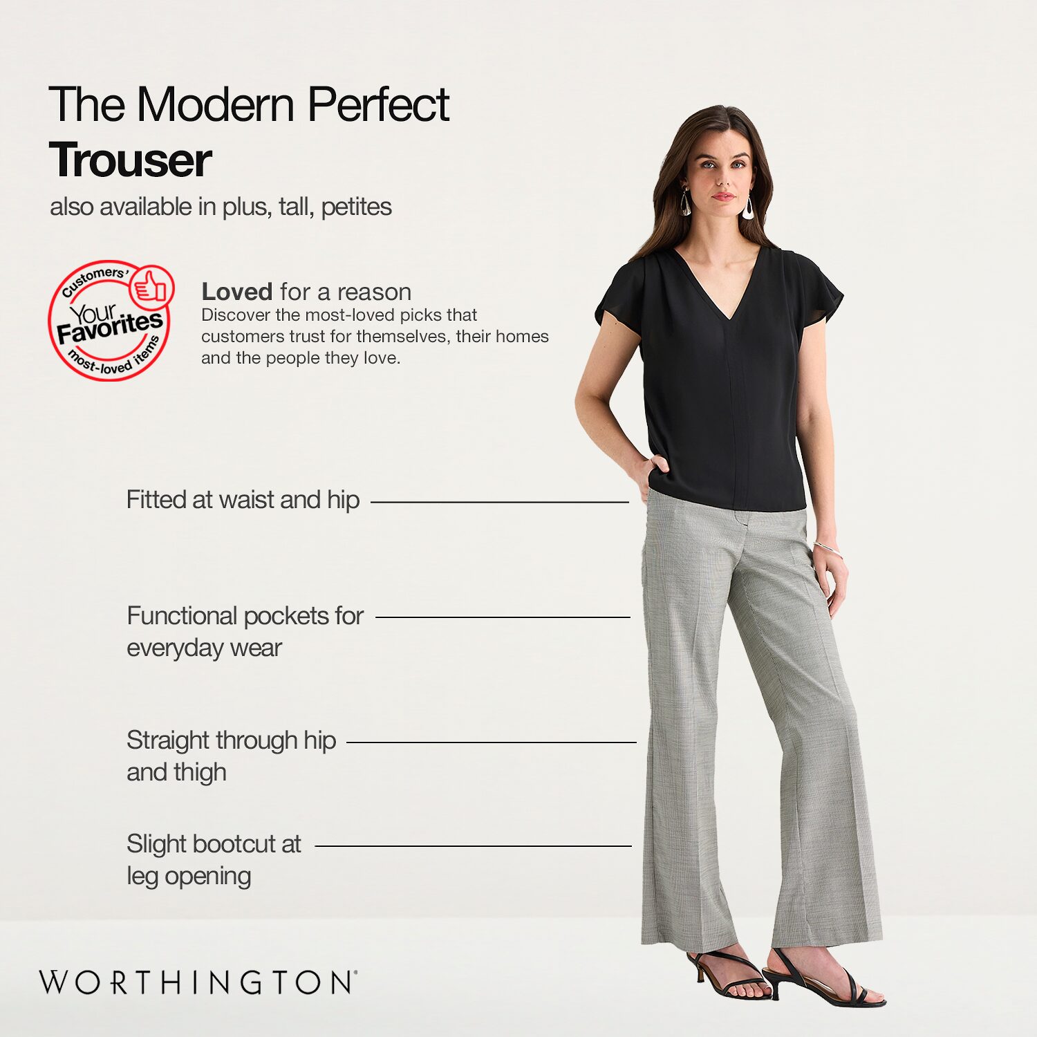 Worthington Womens Modern Perfect Trouser