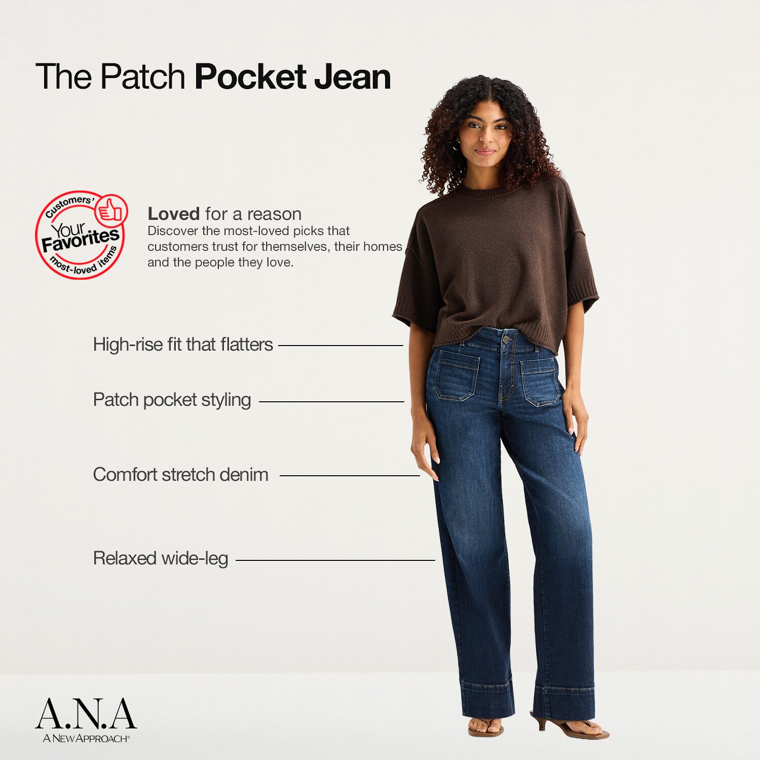 A.N.A Patch Pocket Womens Highest Rise Cropped Jean