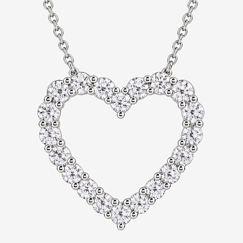 (G / Si1-Si2) Womens 2 CT. T.W. Lab Grown White Diamond 10K Gold Heart 18 Inch Pendant Necklace, One Size, White
