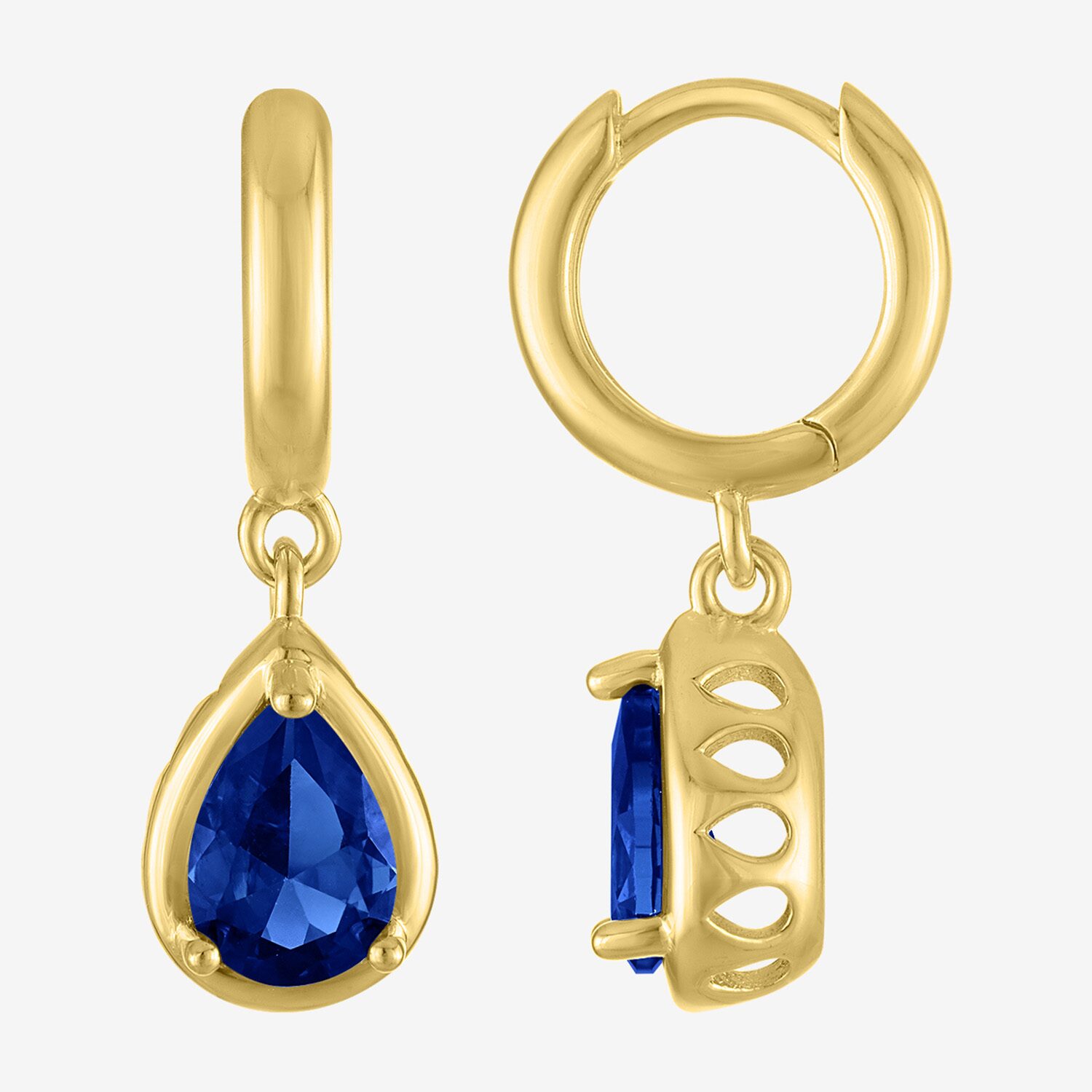 Womens Gemstone 14K Gold Over Silver 11.3mm Pear Hoop Earrings