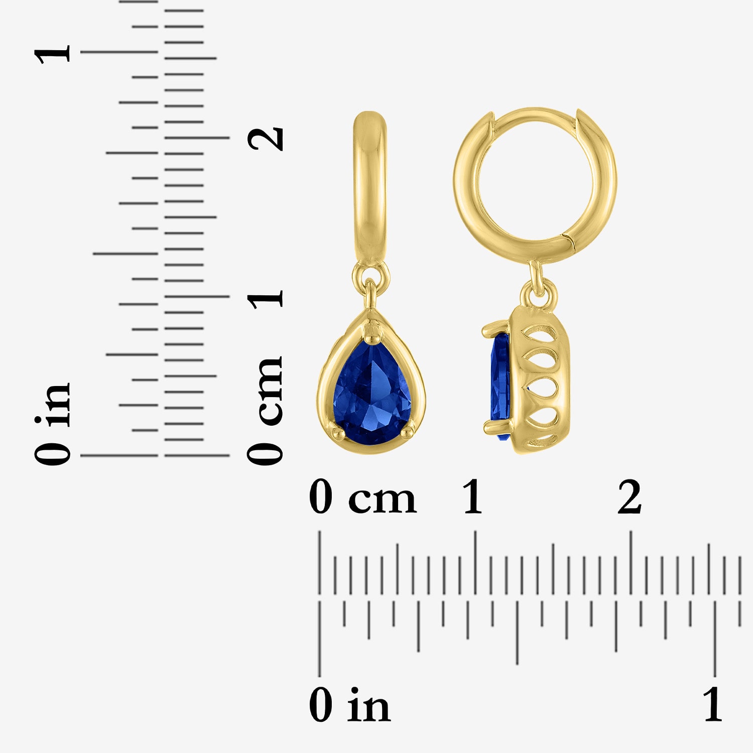 Womens Gemstone 14K Gold Over Silver 11.3mm Pear Hoop Earrings
