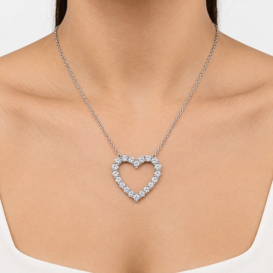 (G / Si1-Si2) Womens 2 CT. T.W. Lab Grown White Diamond 10K Gold Heart 18 Inch Pendant Necklace