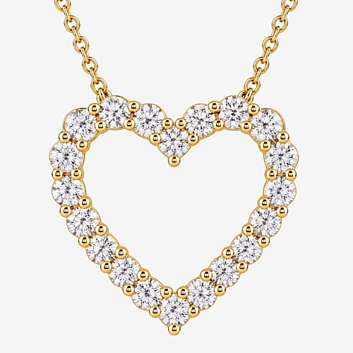 (G / Si1-Si2) Womens 2 CT. T.W. Lab Grown White Diamond 10K Gold Heart 18 Inch Pendant Necklace, One Size, Yellow