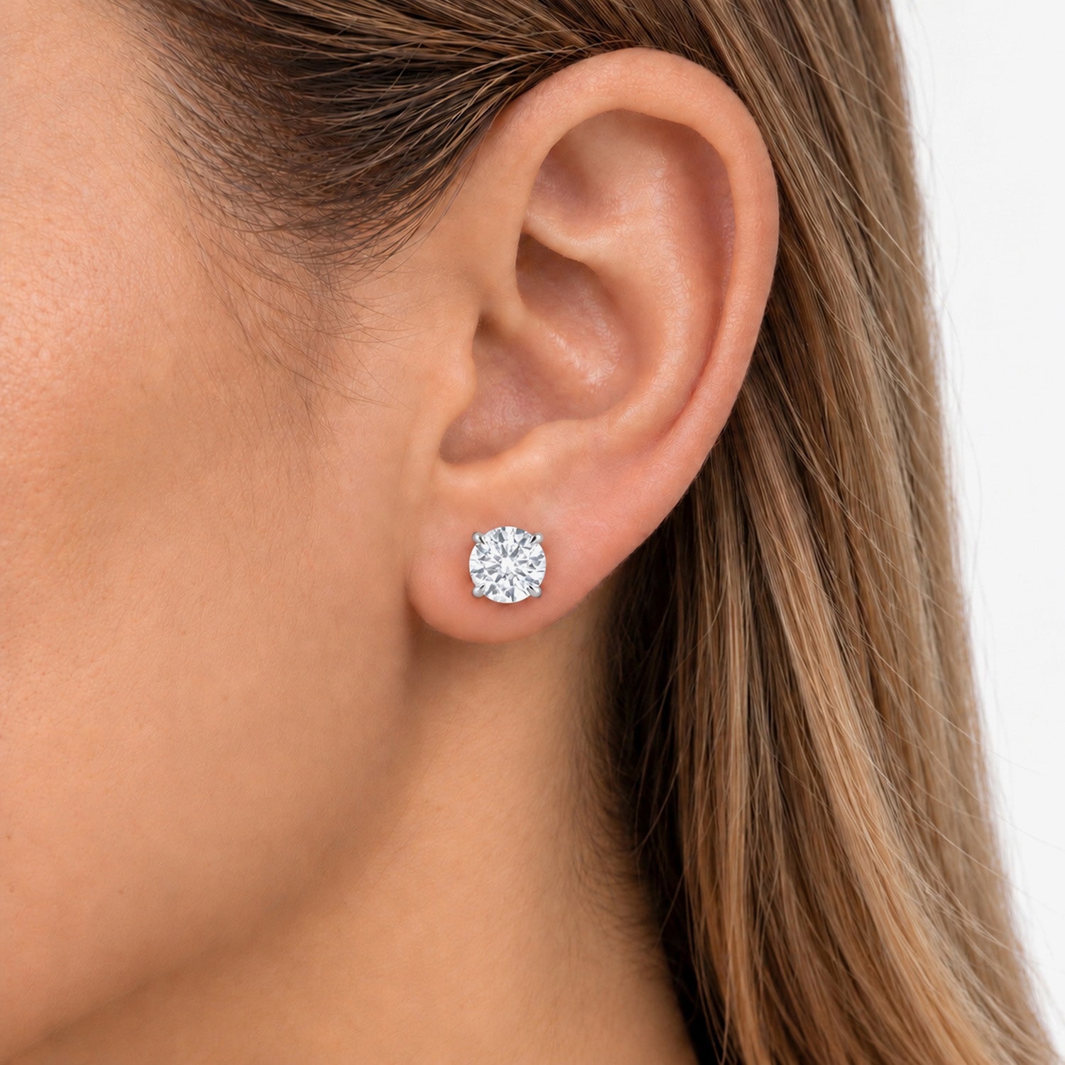 (G / Si1-Si2) 5 CT. T.W. Lab Grown White Diamond 10K Gold 8.7mm Round Stud Earrings