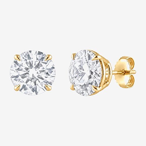 (G / Si1-Si2) 5 CT. T.W. Lab Grown White Diamond 10K Gold 8.7mm Round Stud Earrings, One Size, Yellow