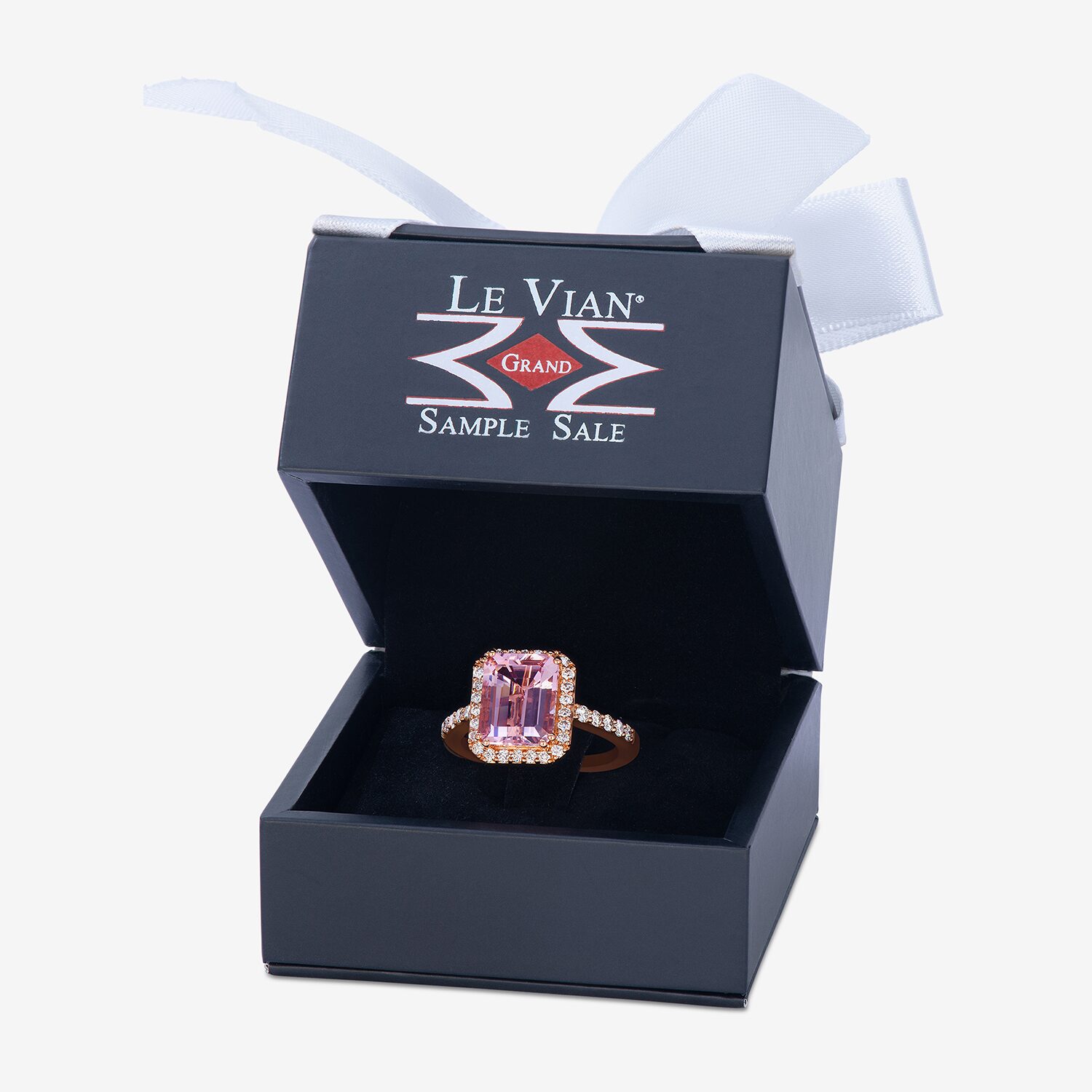 Levian Corp Le Vian Womens 1/2 CT. T.W. Genuine Pink Morganite 14K Rose Gold Halo Side Stone Cocktail Ring