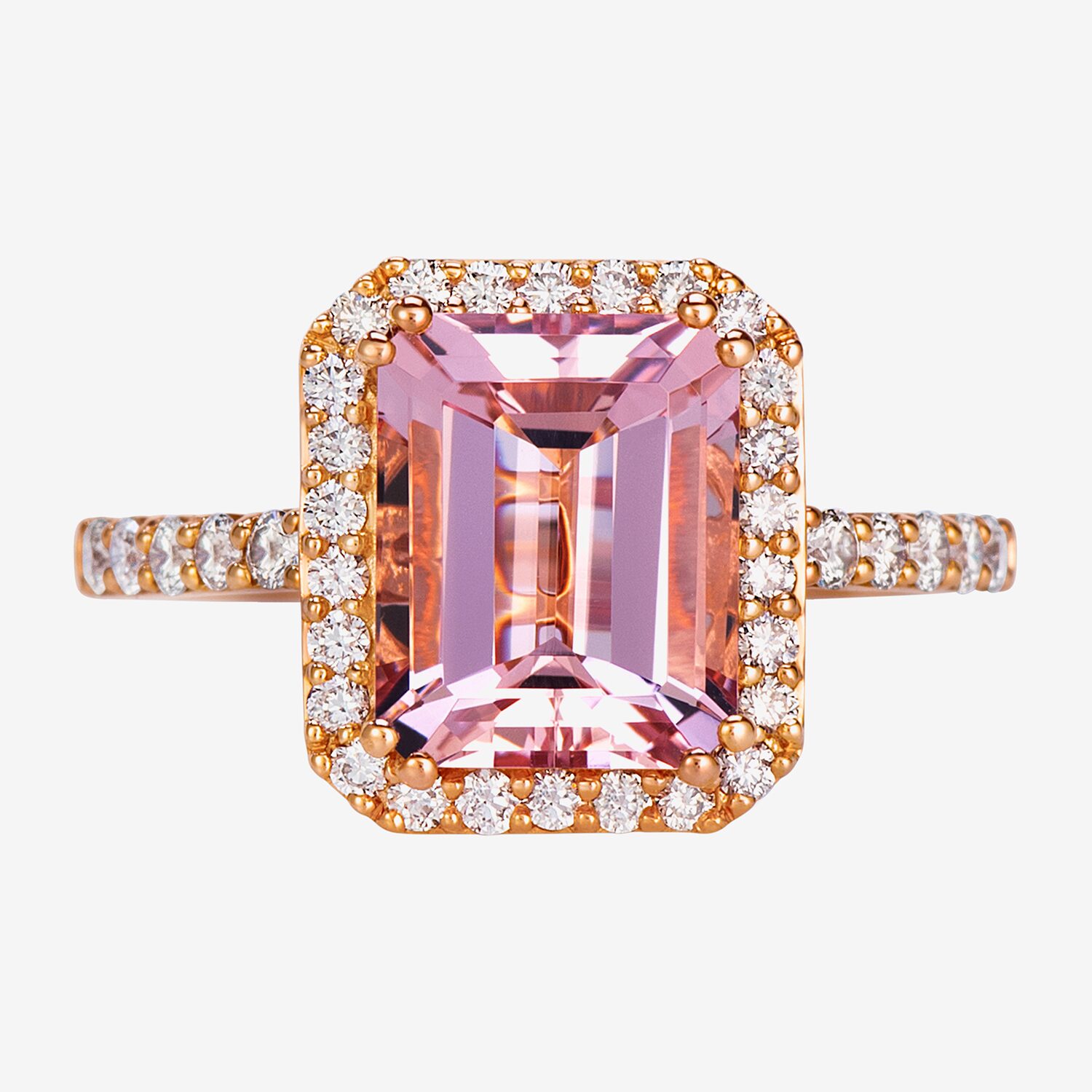 Levian Corp Le Vian Womens 1/2 CT. T.W. Genuine Pink Morganite 14K Rose Gold Halo Side Stone Cocktail Ring