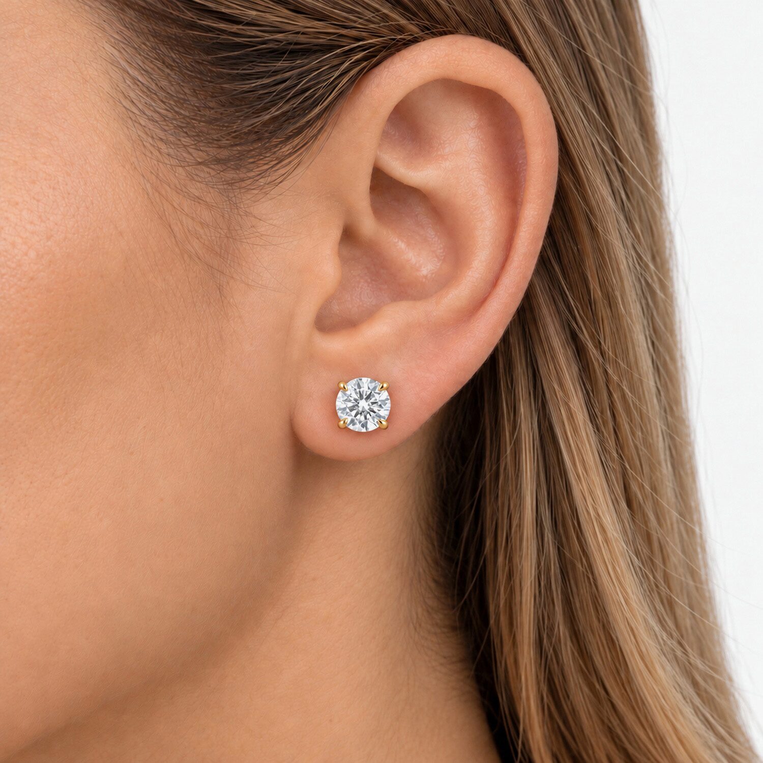 (I / Si2) 4 CT. T.W. Lab Grown White Diamond Sterling Silver 8.3mm Round Stud Earrings