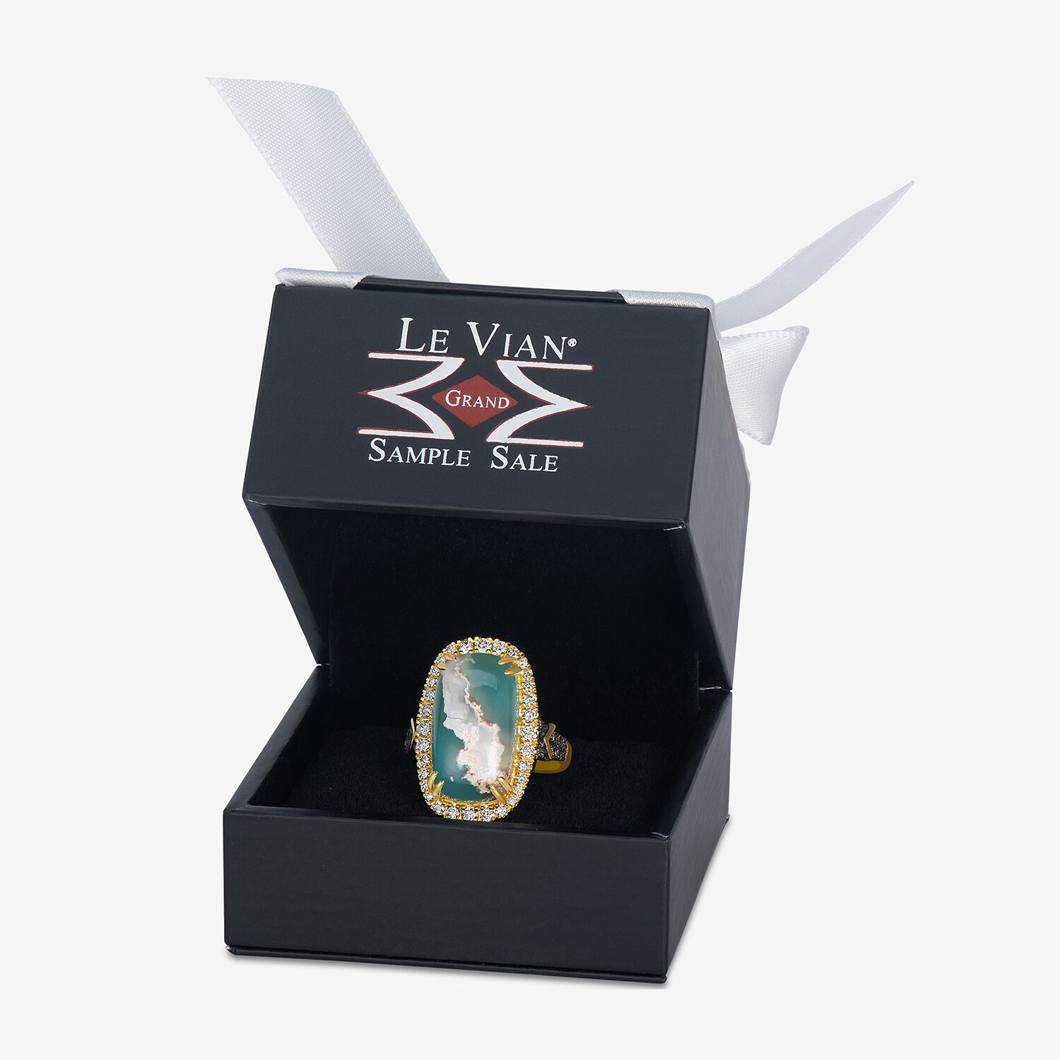 Levian Corp Le Vian Womens 5/8 CT. T.W. Genuine Green Chalcedony 14K Gold Cushion Halo Side Stone Cocktail Ring