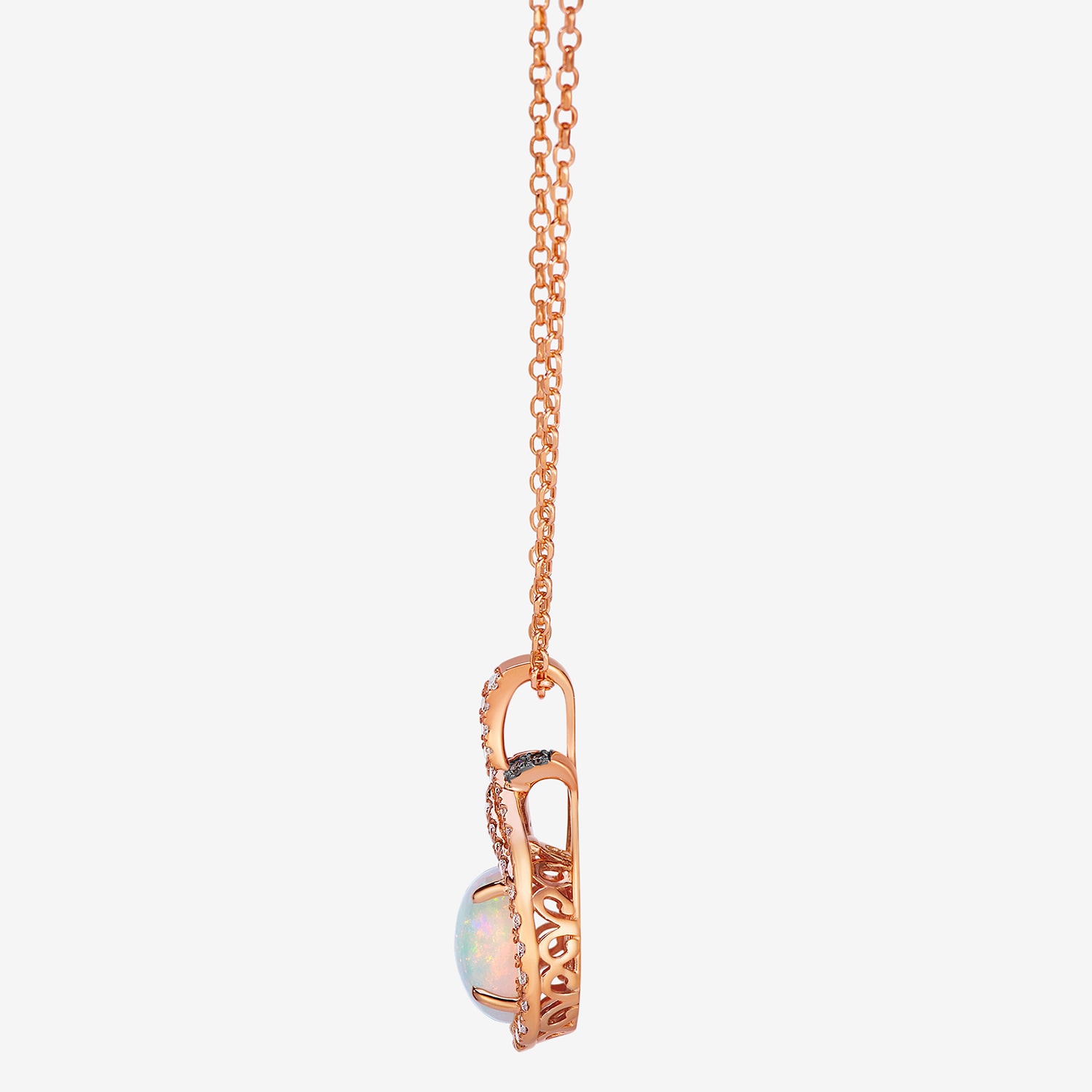 Levian Corp Le Vian Womens 1/3 CT. T.W. Genuine White Opal 14K Rose Gold Oval 20 Inch Pendant Necklace
