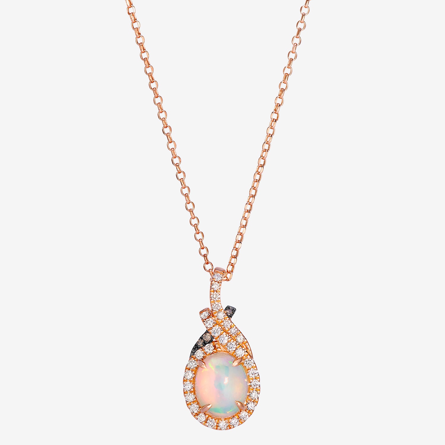 Levian Corp Le Vian Womens 1/3 CT. T.W. Genuine White Opal 14K Rose Gold Oval 20 Inch Pendant Necklace