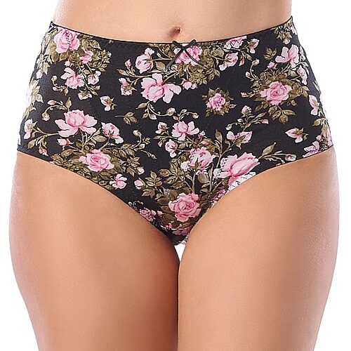 Ilusion Plus Size High-Waist Smoothing Tummy Control Brief - Roses