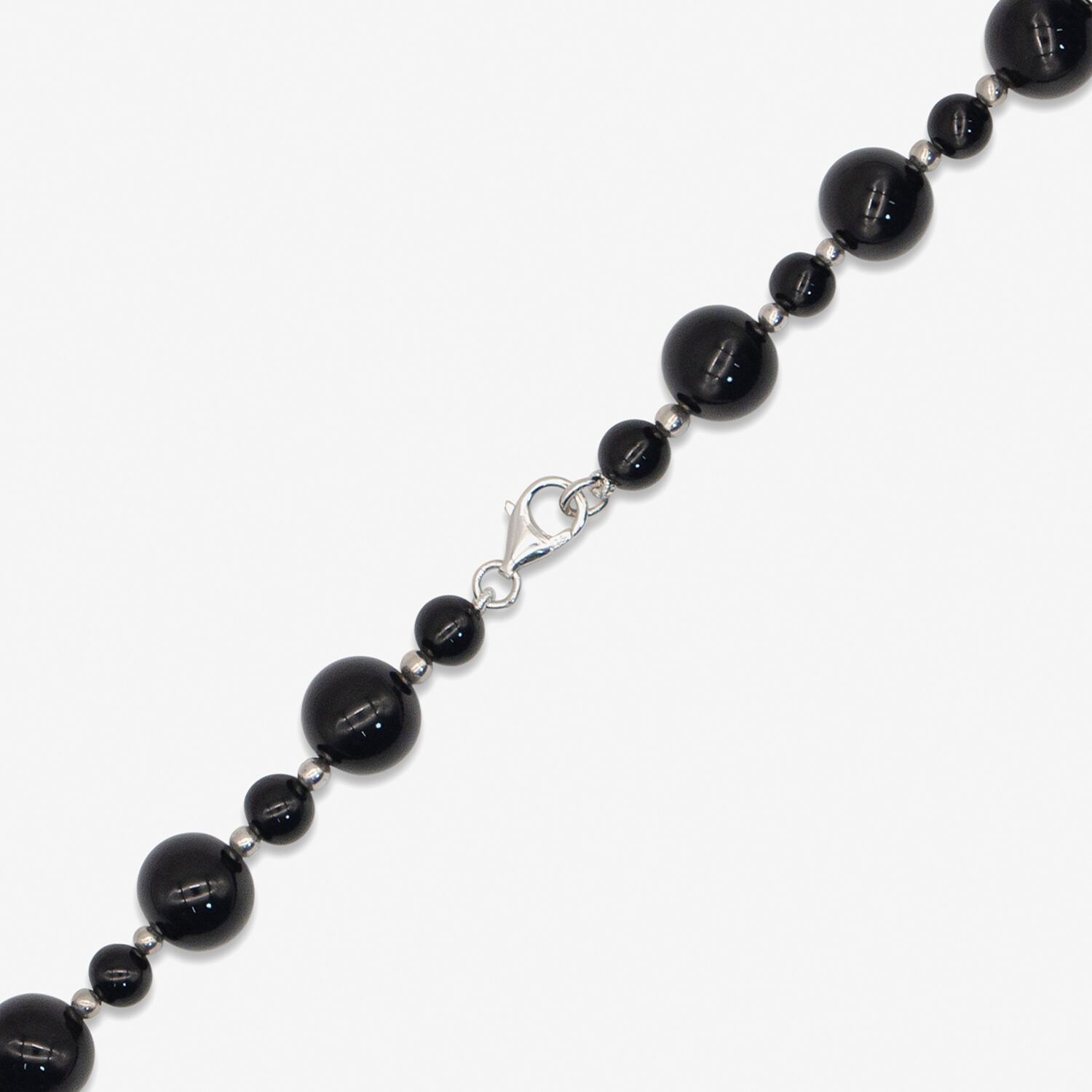 Limited Quantities! Womens Black Onyx Sterling Silver Beaded Necklace