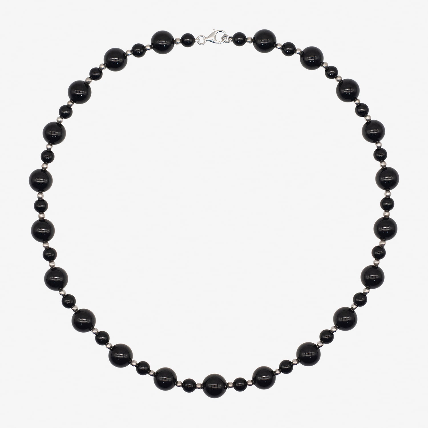 Limited Quantities! Womens Black Onyx Sterling Silver Beaded Necklace