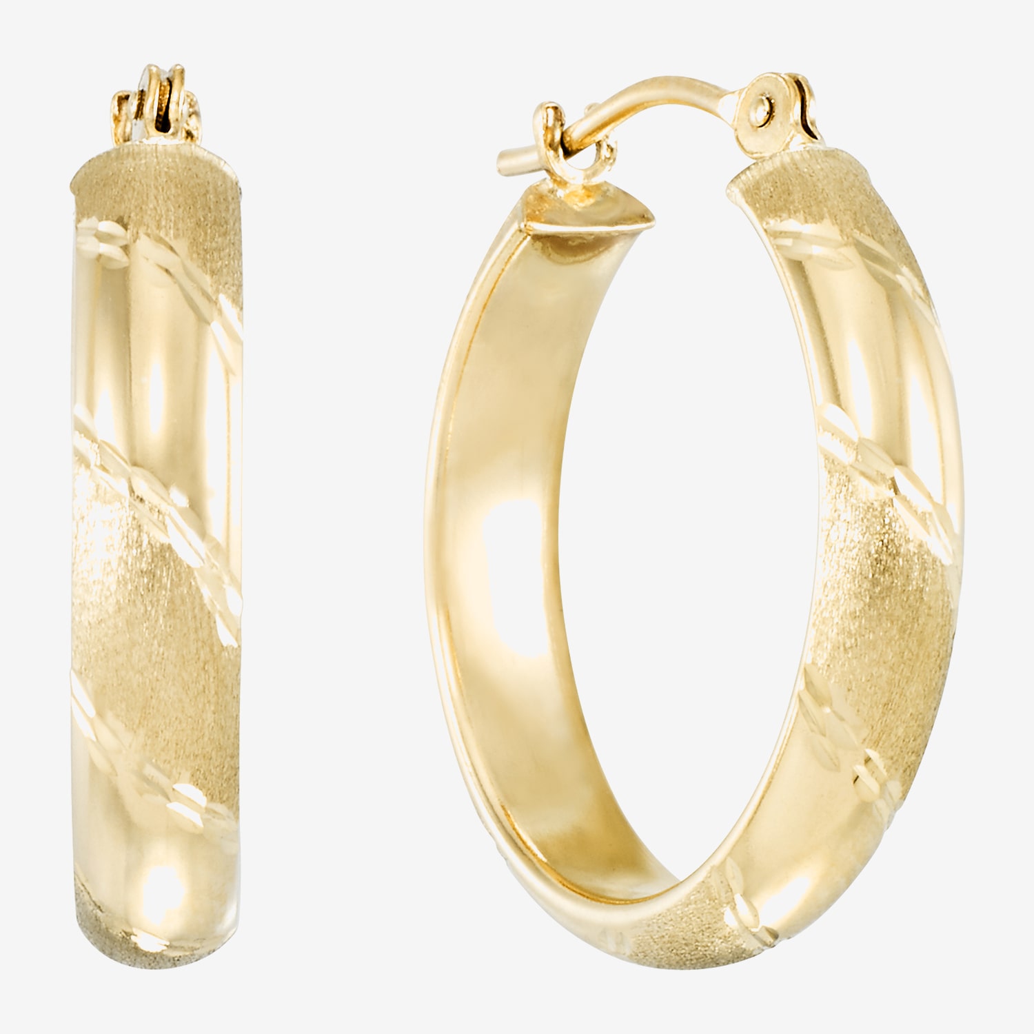 Laser-Cut 14K Yellow Gold 15mm Hoop Earrings