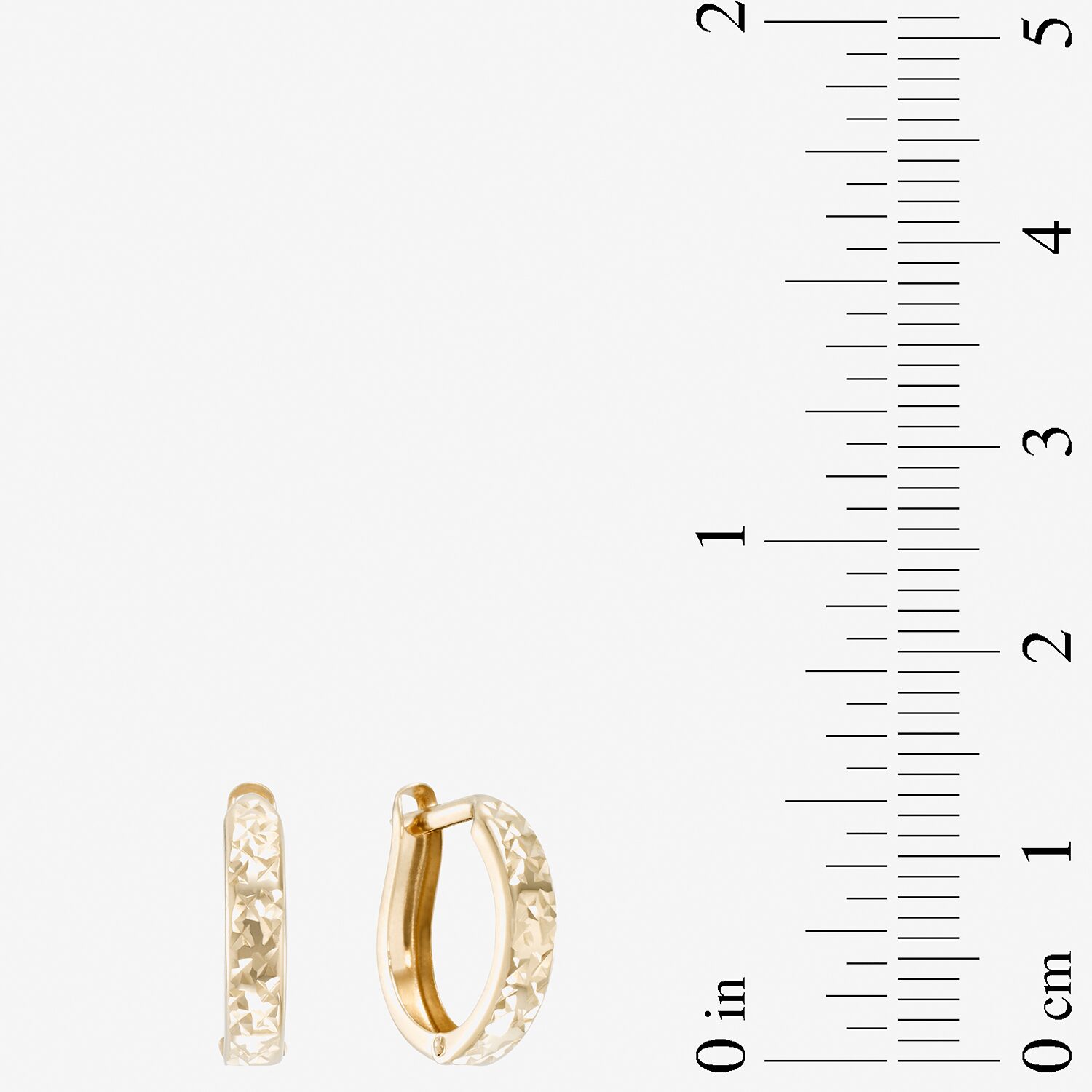 Diamond-Cut 14K Yellow Gold 12.35mm Hinged Hoop Earrings