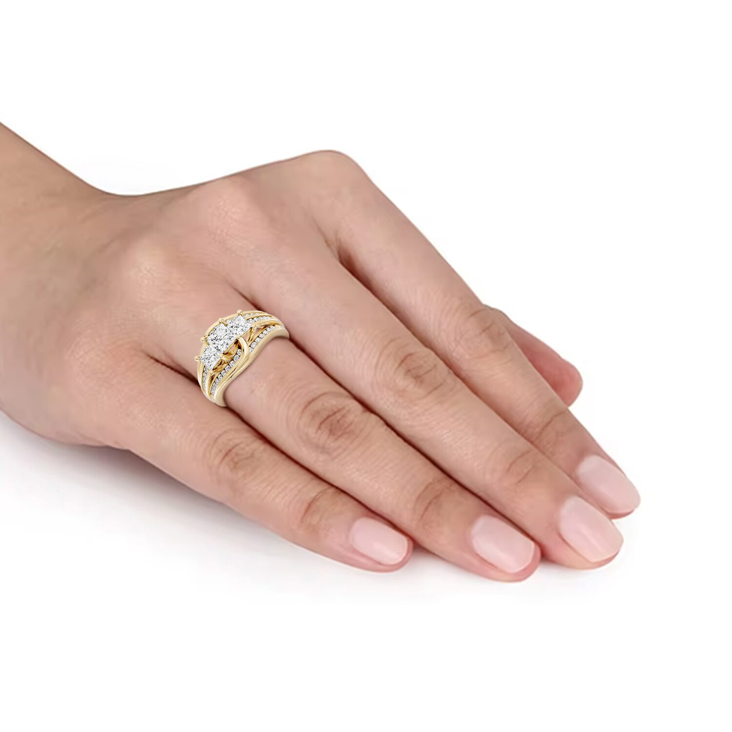 (G / Si2) Womens 2 CT. T.W. Lab Grown White Diamond Sterling Silver Side Stone 3-Stone Engagement Ring