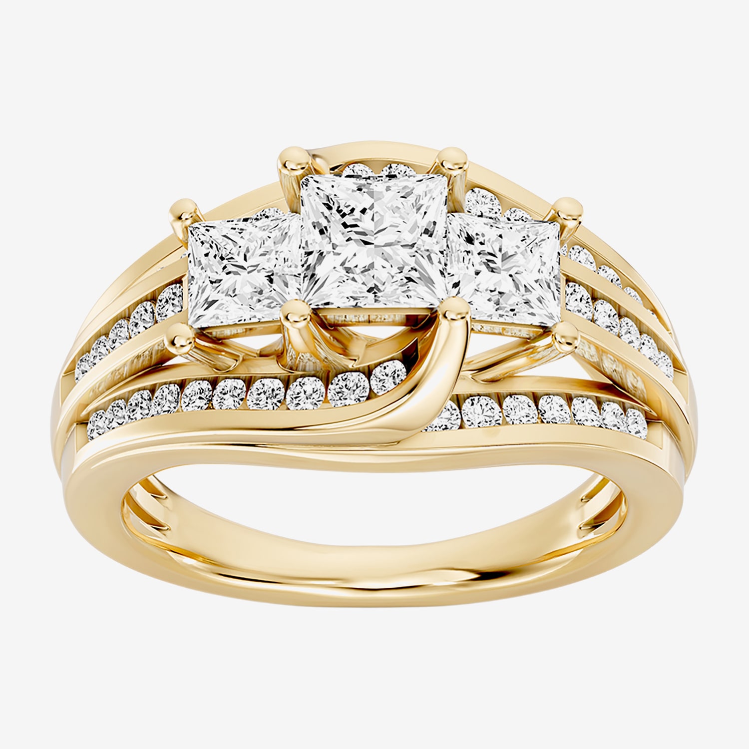 (G / Si2) Womens 2 CT. T.W. Lab Grown White Diamond Sterling Silver Side Stone 3-Stone Engagement Ring