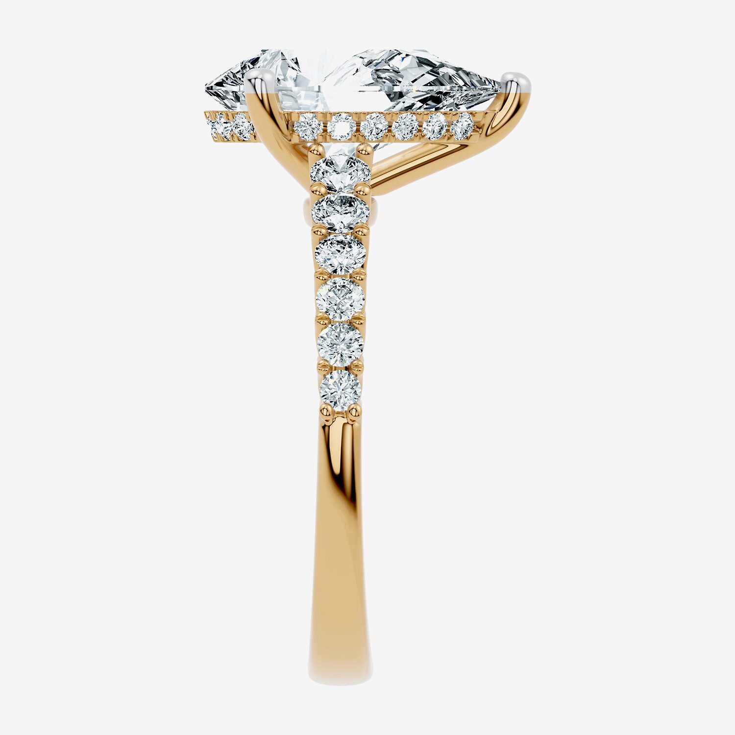 (G / Vs2-Si1) Womens 3 1/2 CT. T.W Lab Grown White Diamond 10K Gold Pear Side Stone Engagement Ring