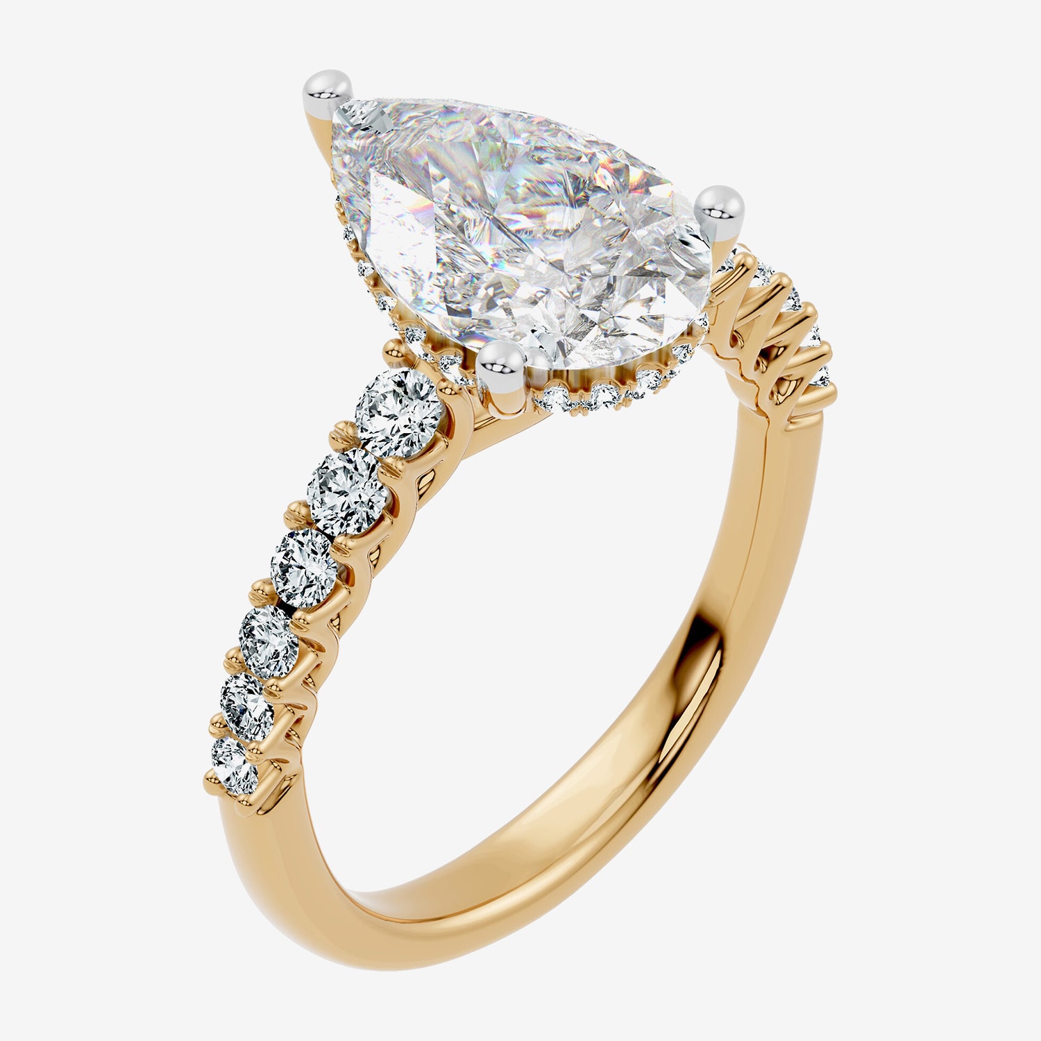 (G / Vs2-Si1) Womens 3 1/2 CT. T.W Lab Grown White Diamond 10K Gold Pear Side Stone Engagement Ring