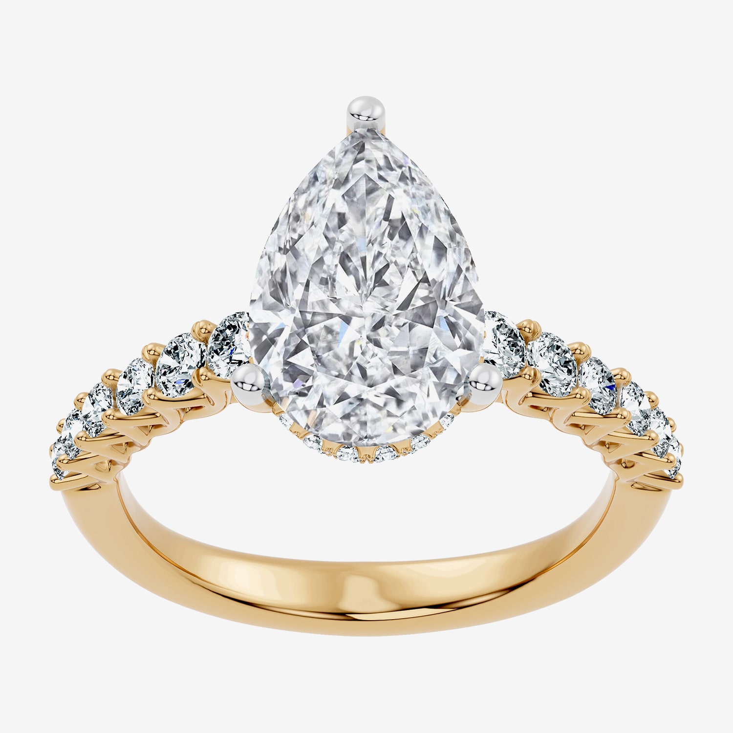 (G / Vs2-Si1) Womens 3 1/2 CT. T.W Lab Grown White Diamond 10K Gold Pear Side Stone Engagement Ring