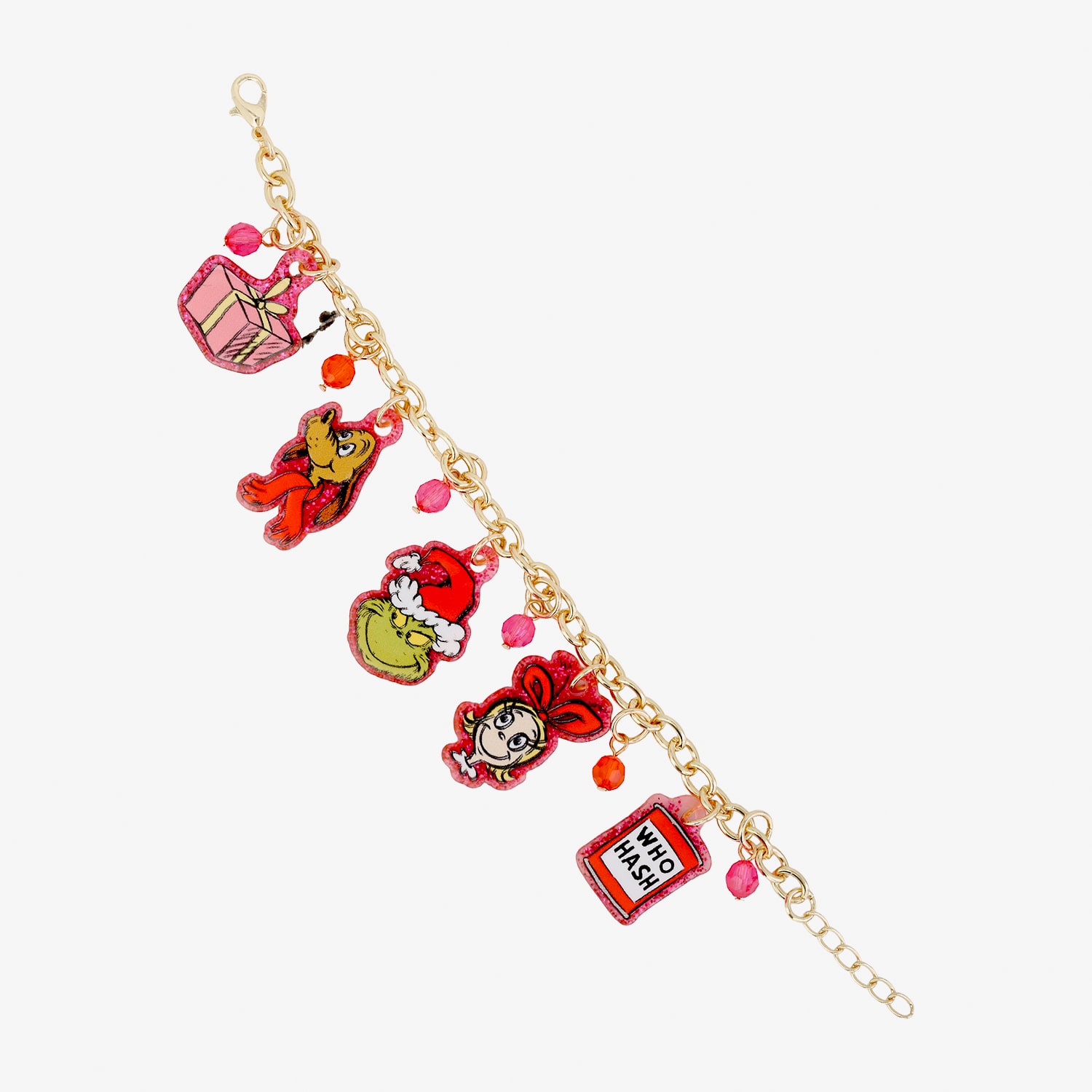 Womens Multi Color Grinch Charm Bracelet