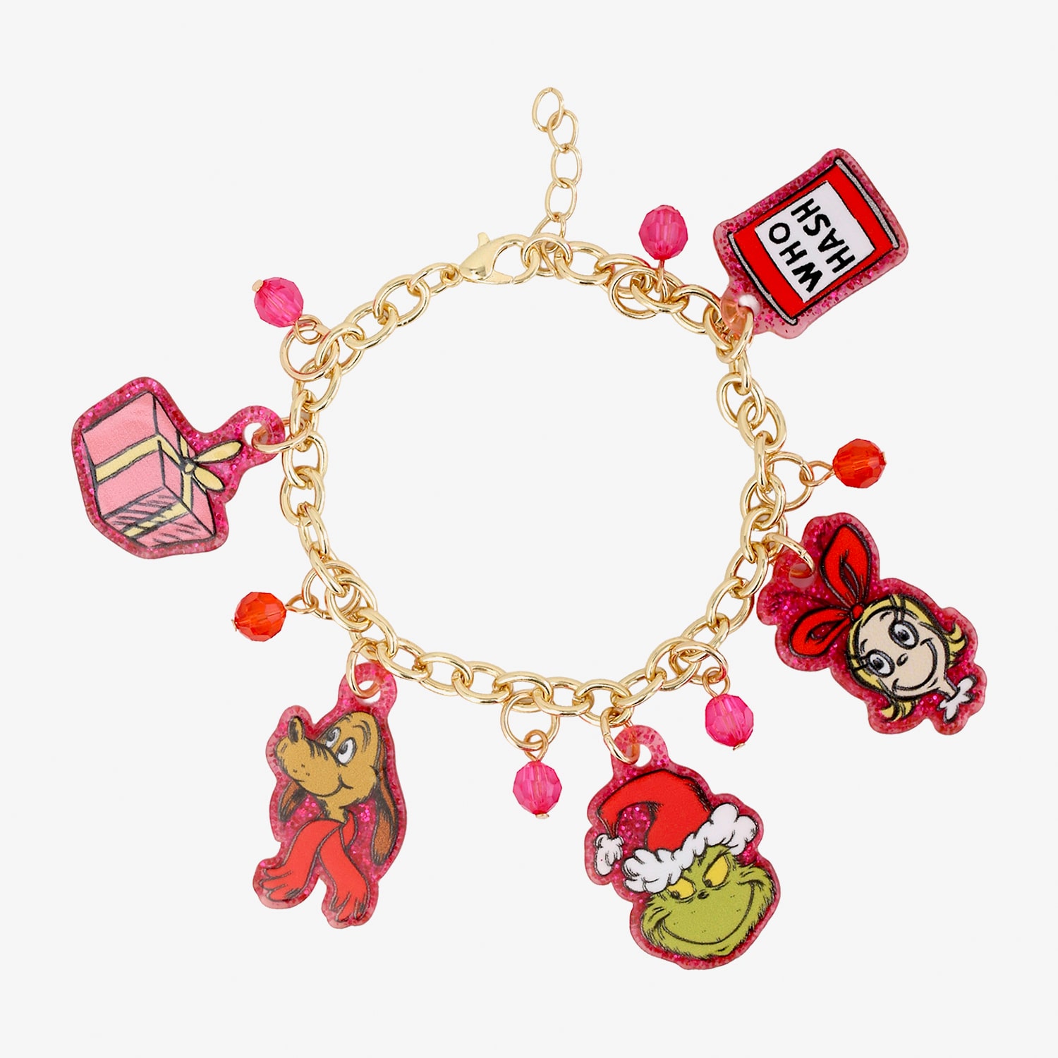 Womens Multi Color Grinch Charm Bracelet