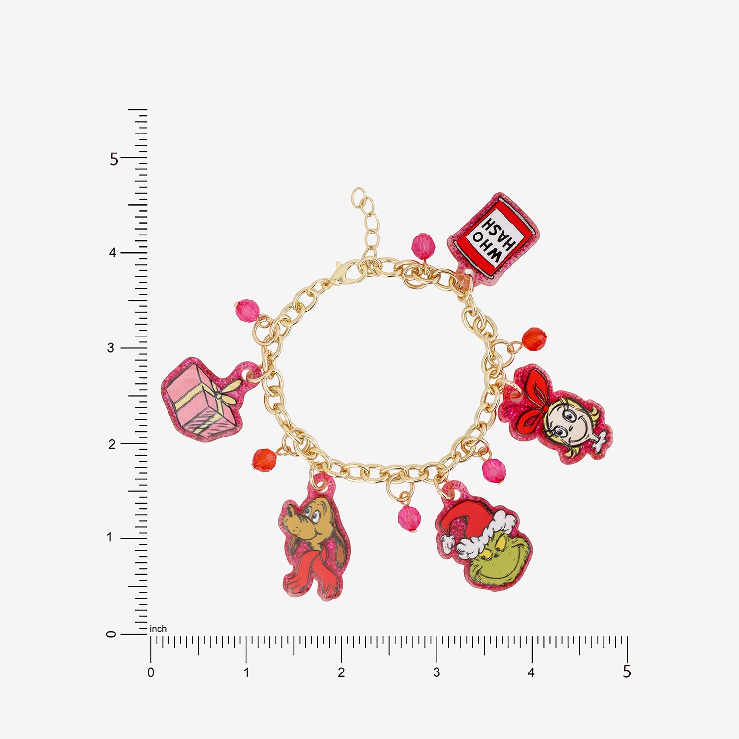 Womens Multi Color Grinch Charm Bracelet