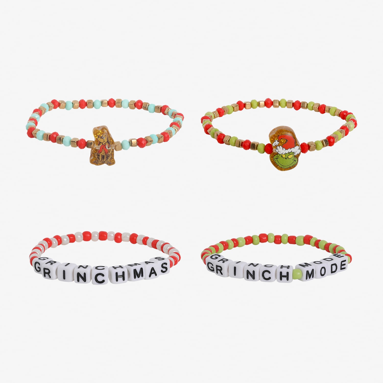 Womens Multi Color Grinch Stretch Bracelet