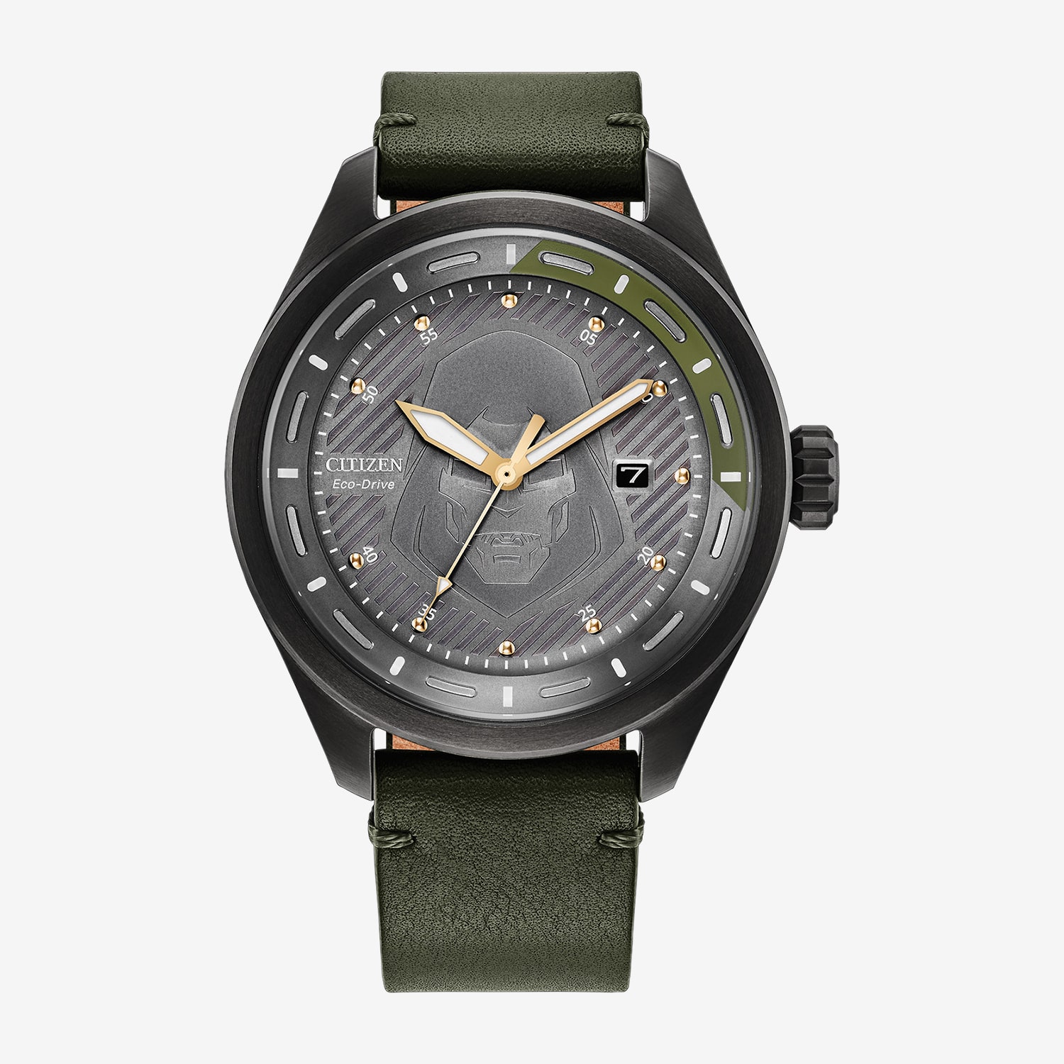 Citizen Mens Green Leather Strap Watch Aw5027-44w