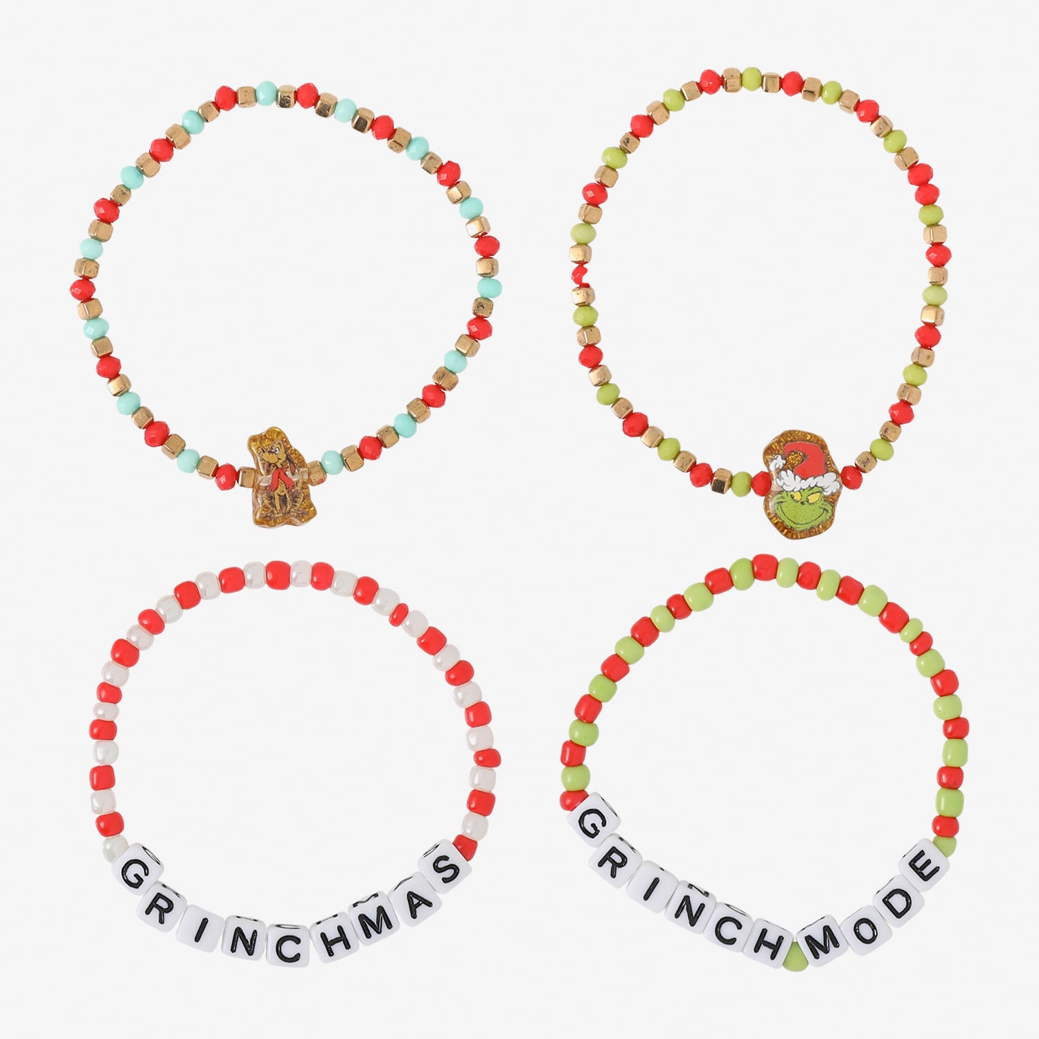 Womens Multi Color Grinch Stretch Bracelet