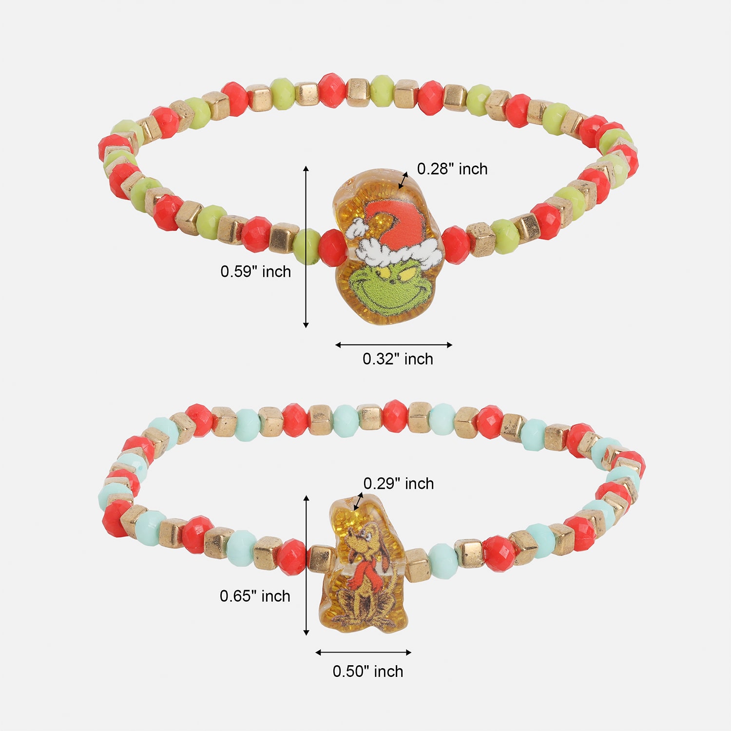 Womens Multi Color Grinch Stretch Bracelet