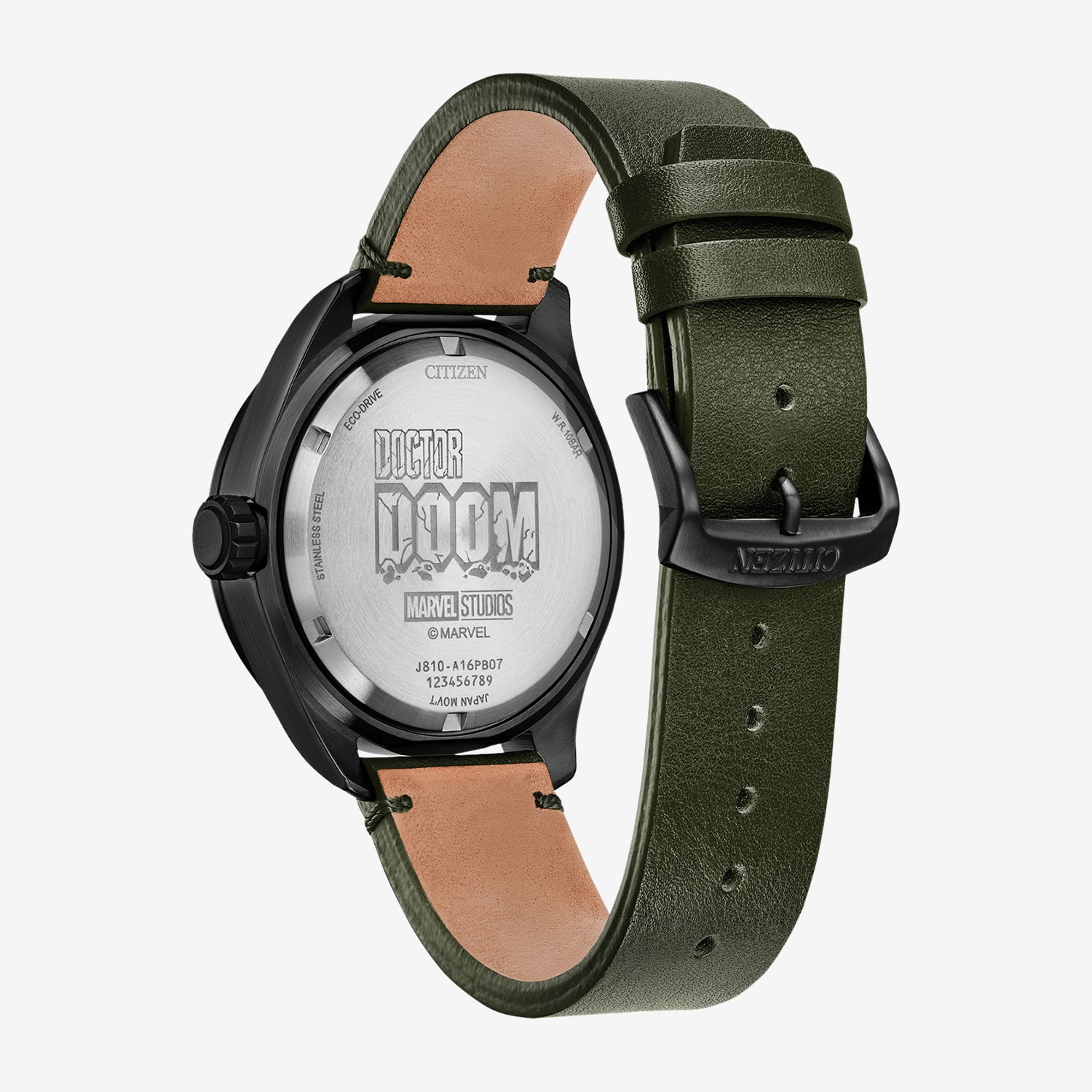 Citizen Mens Green Leather Strap Watch Aw5027-44w