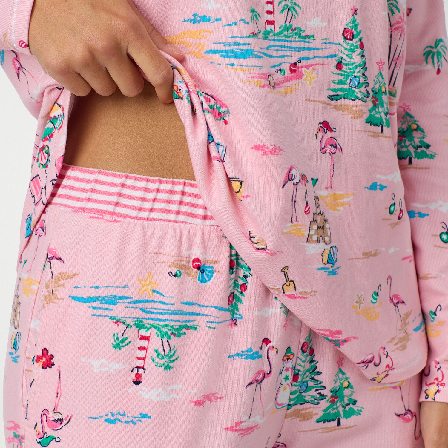 Cuddl Duds Womens Round Neck Long Sleeve 2-pc. Pajama Set