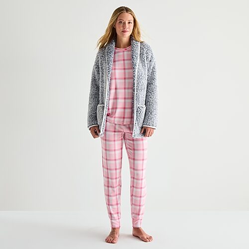 Cuddl Duds Women's Long-Sleeve Snuggle Up Sherpa Bed Jacket - Grey
