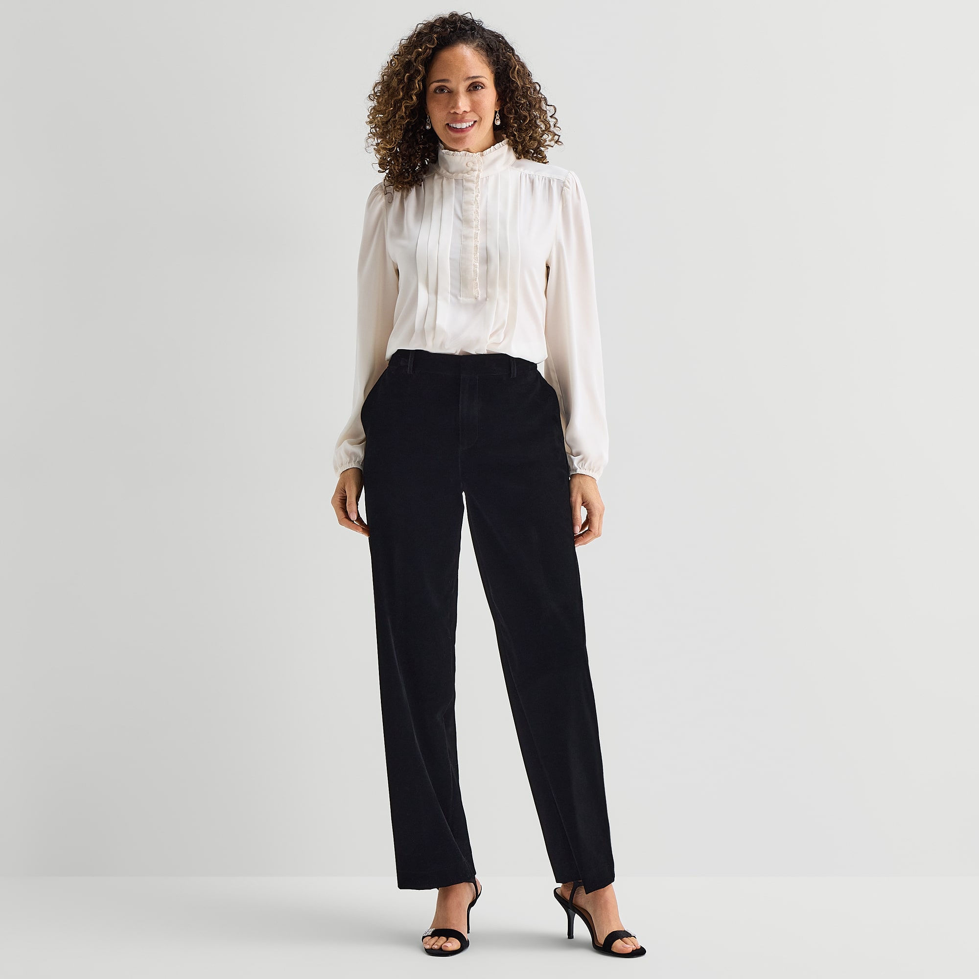 Liz Claiborne Womens Mock Neck Long Sleeve Blouse