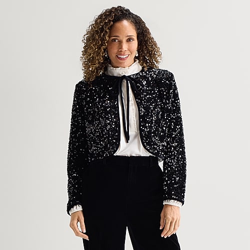 Liz Claiborne Womens Lightweight Cropped Jacket In Black