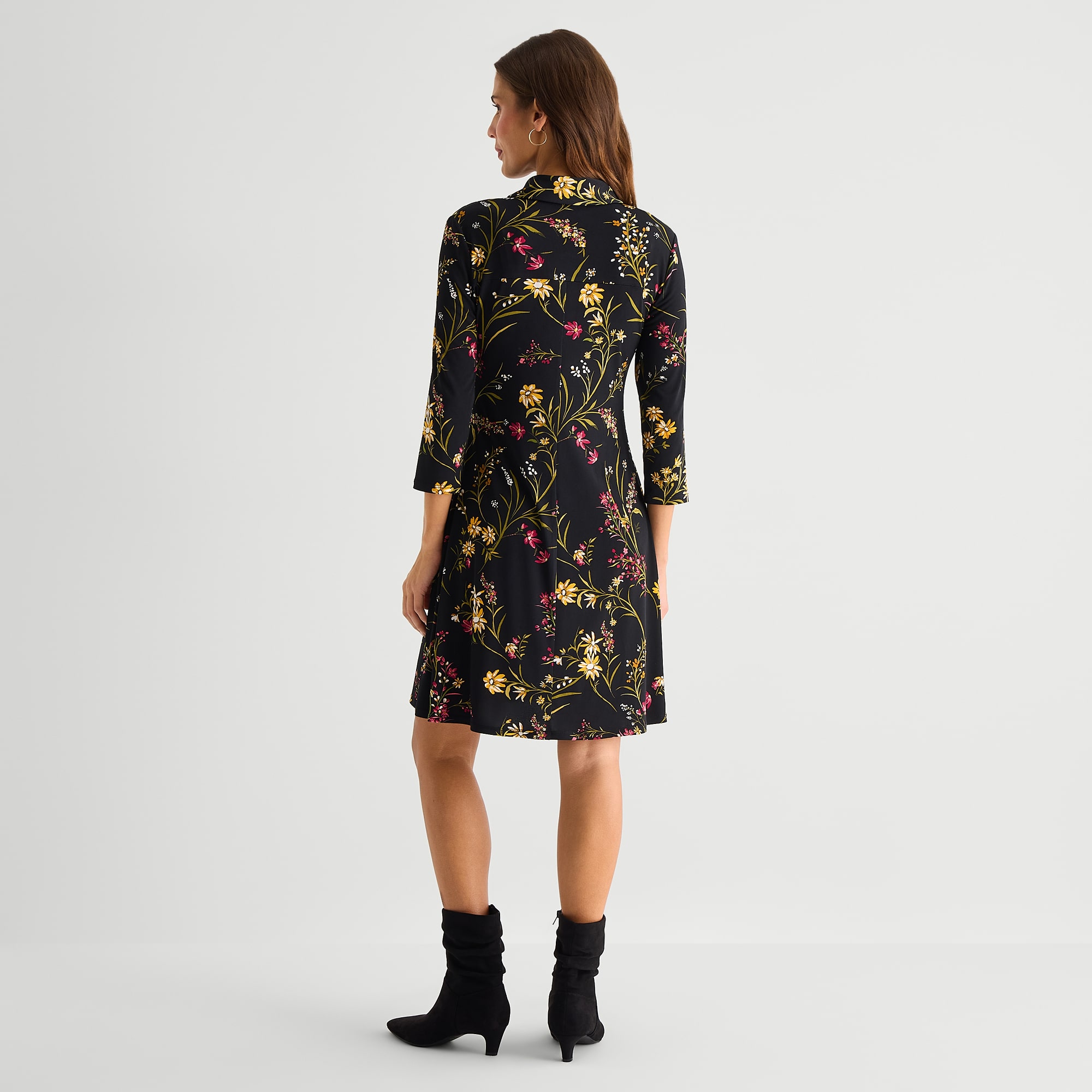 MSK Womens 3/4 Sleeve Eyelet Shirt Dress
