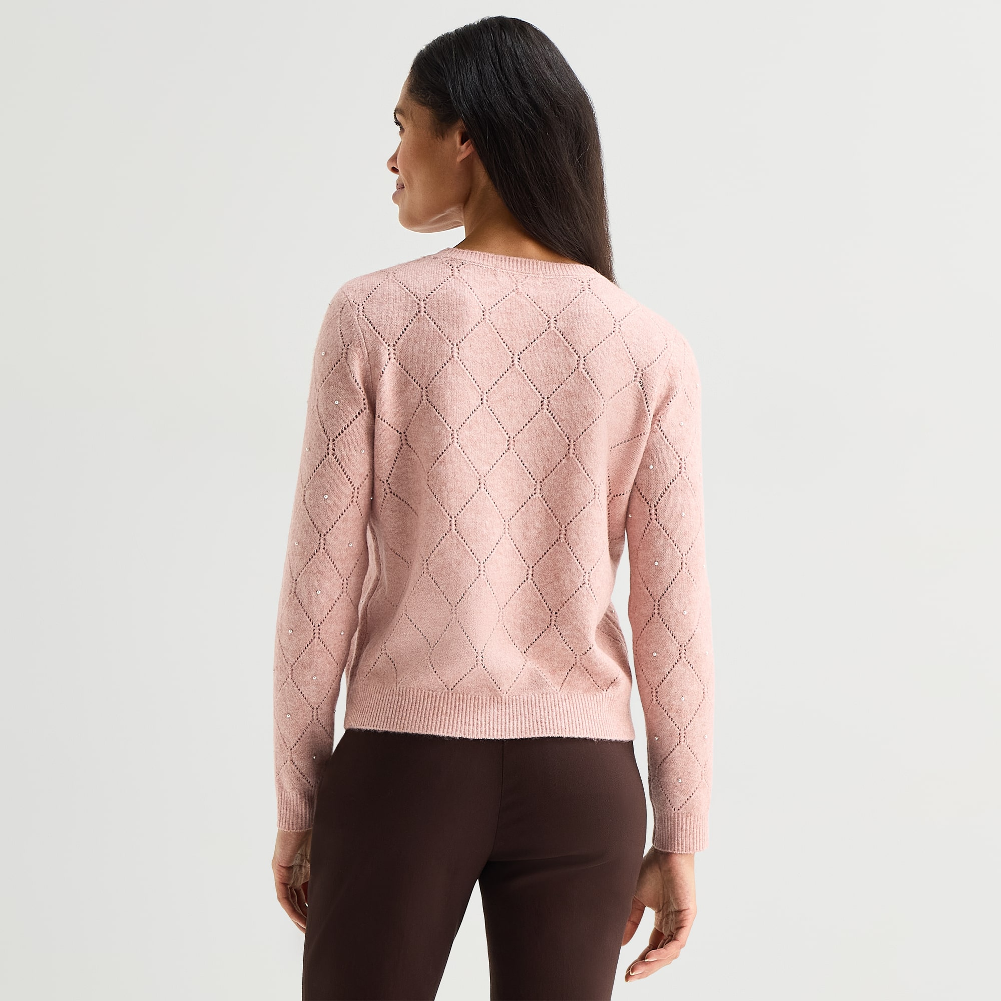 Liz Claiborne Womens Crew Neck Long Sleeve Pullover Sweater