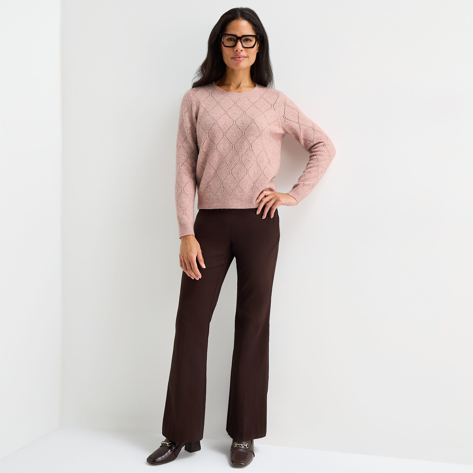Liz Claiborne Womens Crew Neck Long Sleeve Pullover Sweater