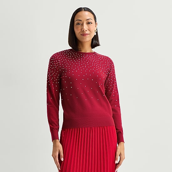 Liz Claiborne Petite Womens Crew Neck Long Sleeve Pullover Sweater