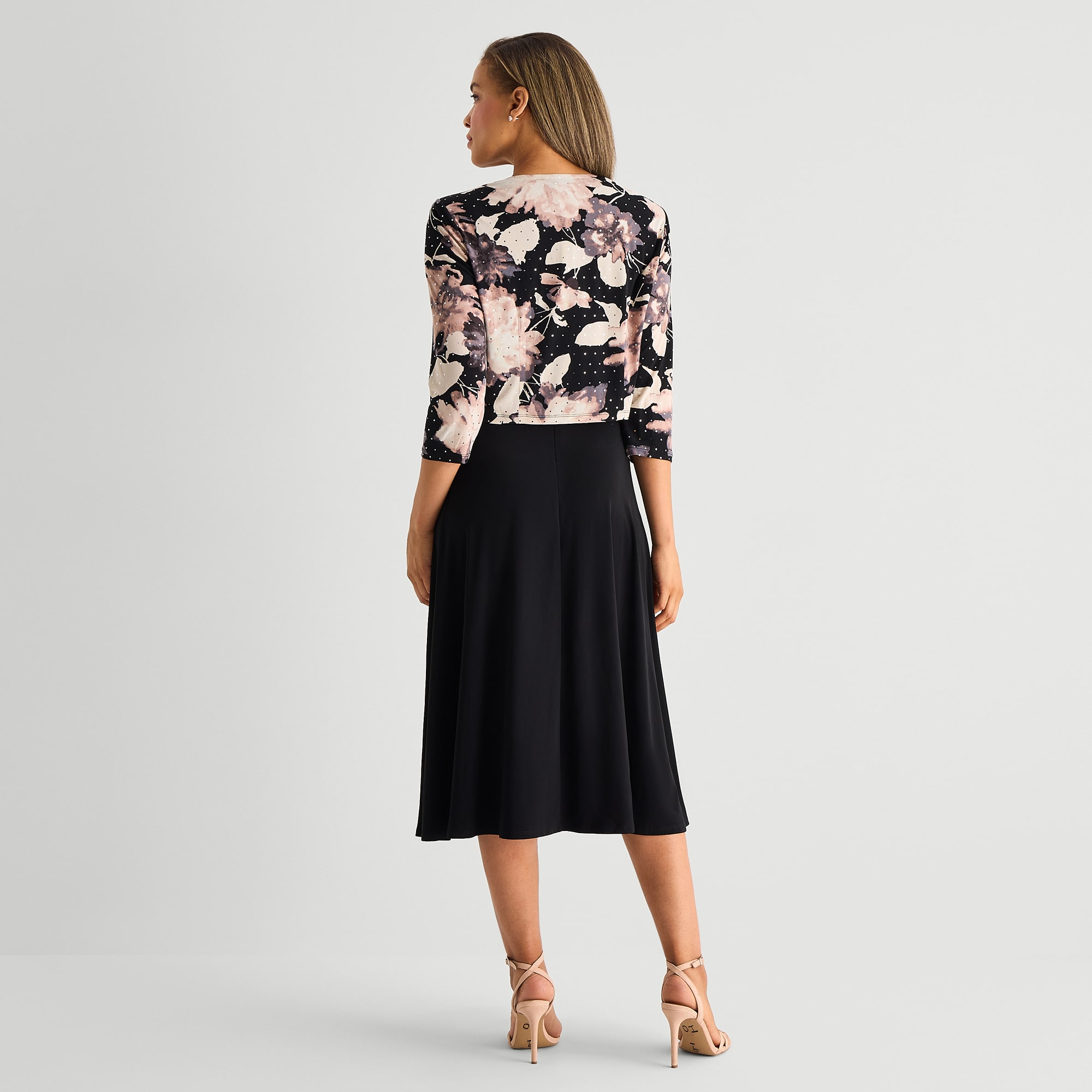 Jessica Howard Womens Midi Floral Jacket Dress