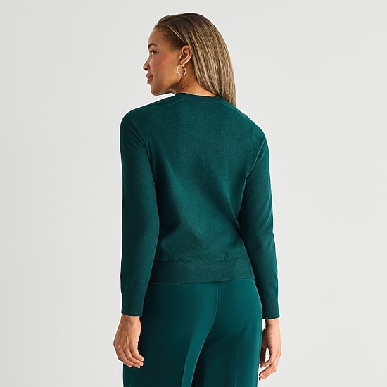 Liz Claiborne Luxe Womens Crew Neck Long Sleeve Pullover Sweater