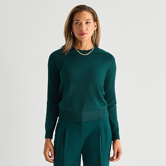 Liz Claiborne Luxe Womens Crew Neck Long Sleeve Pullover Sweater