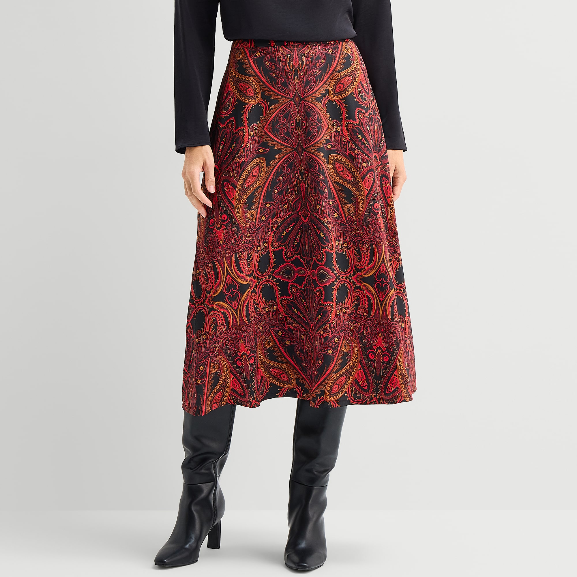 Liz Claiborne Womens Mid Rise Midi Flared Skirt