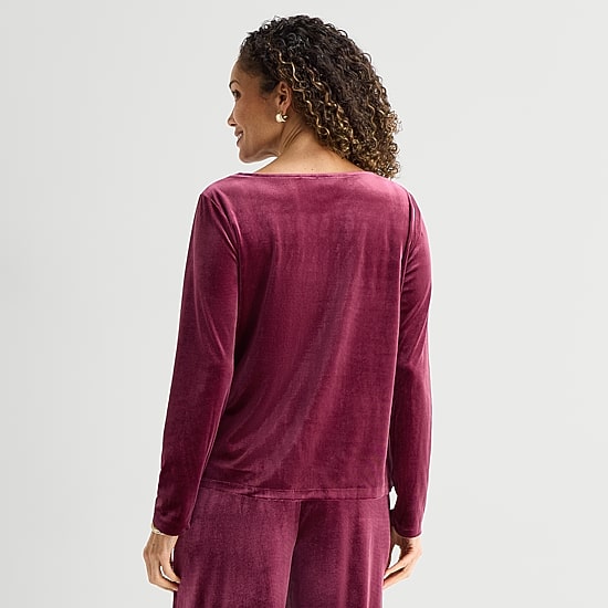 Liz Claiborne Womens Cowl Neck Long Sleeve Blouse