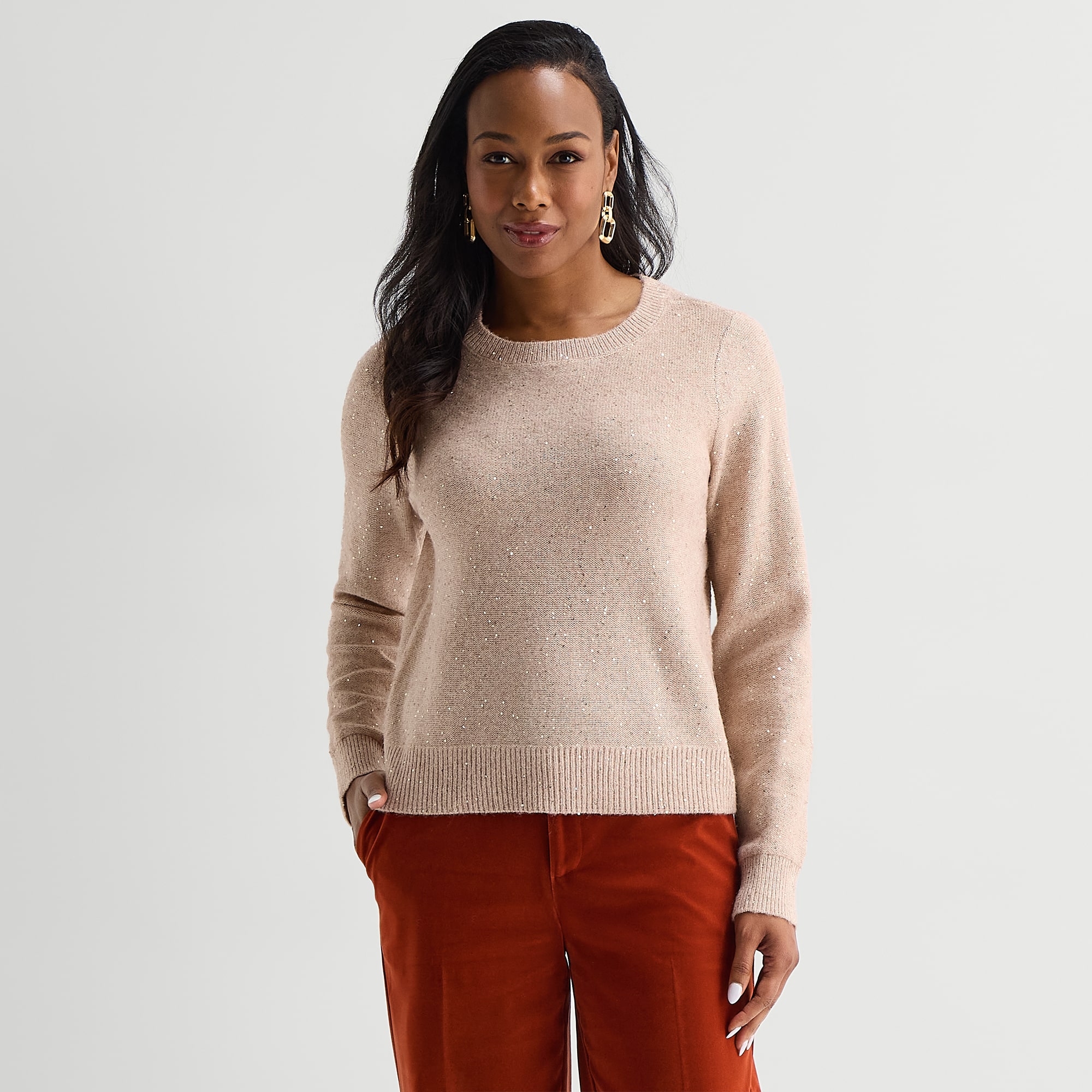Liz Claiborne Tall Womens Crew Neck Long Sleeve Pullover Sweater