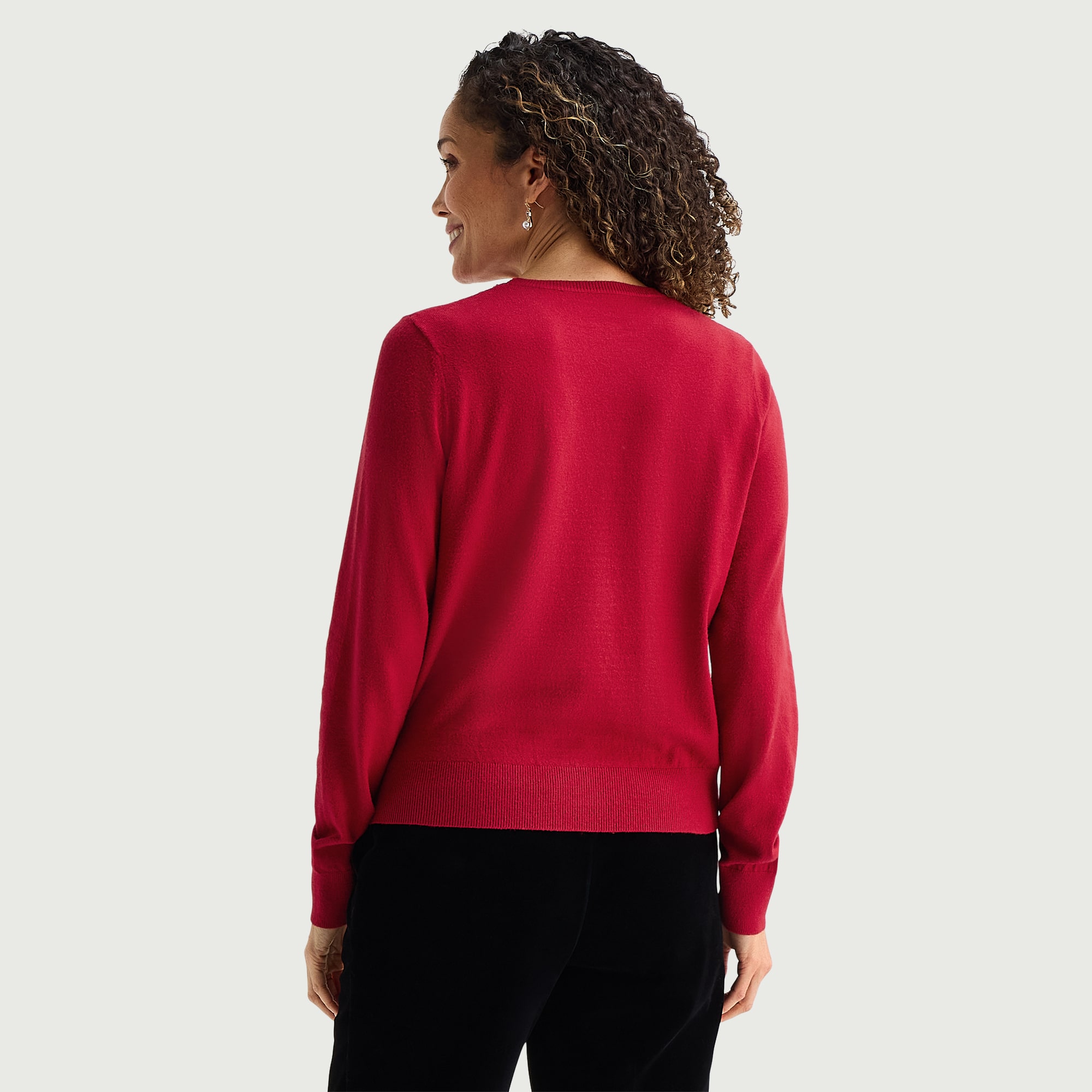 Liz Claiborne Womens Crew Neck Embellished Long Sleeve Pullover Sweater